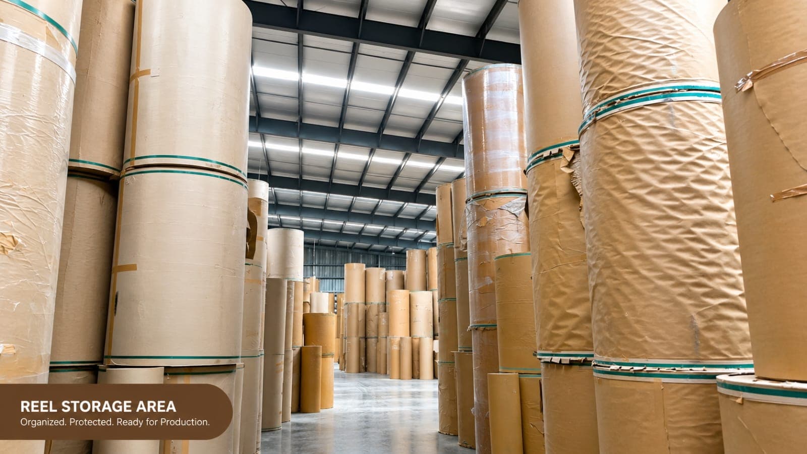 Kraft paper reel storage area — Bhaavya Ecopack Kosamba
